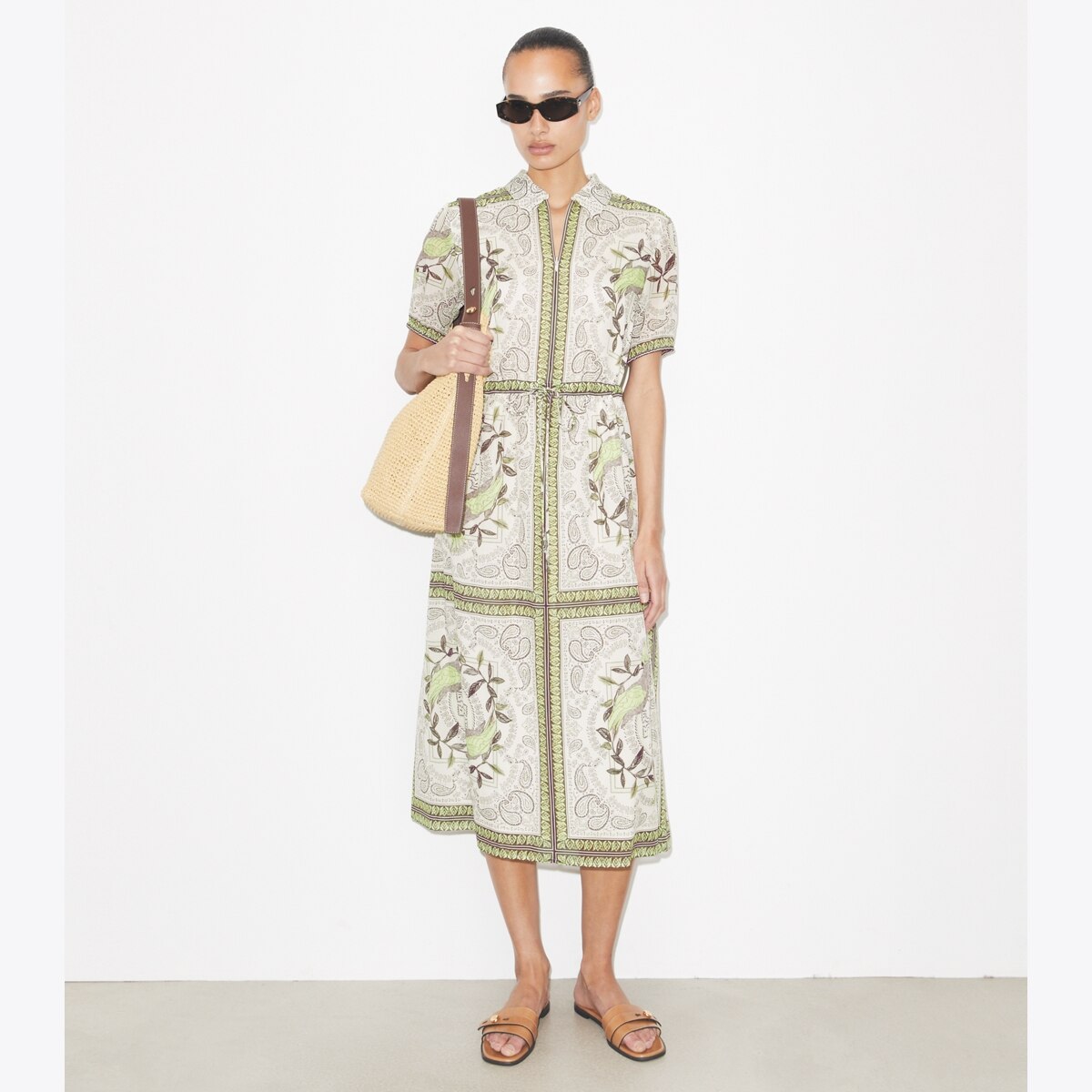 トリーバーチ　ワンピース cinched-cotton-zip-dress-on-