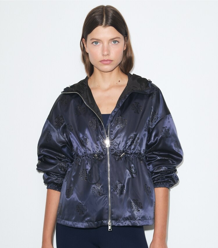 Tory Burch designer ジャケット シンチ ジャケット in Medium Navy on model detail