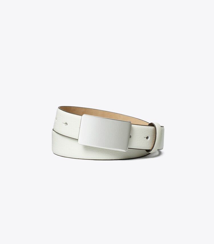 Tory Burch diseñador cinturones Cinturón con placa en Blanc/Silver frente