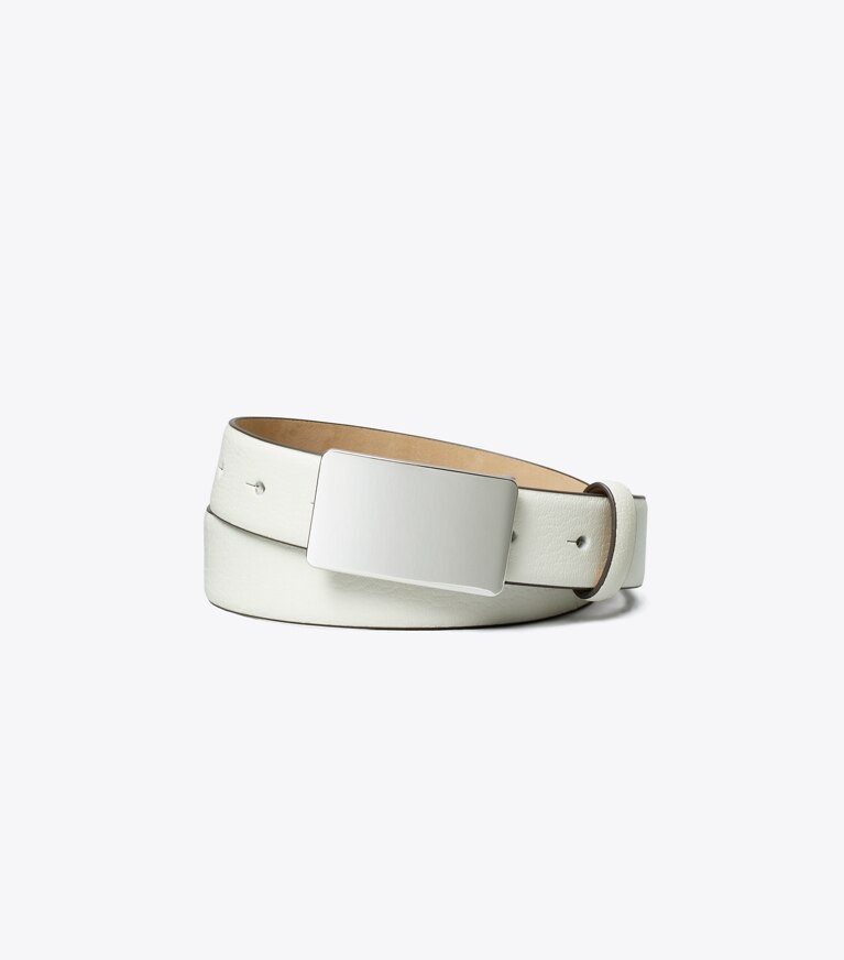 Tory Burch diseñador cinturones Cinturón con placa en Blanc/Silver frente
