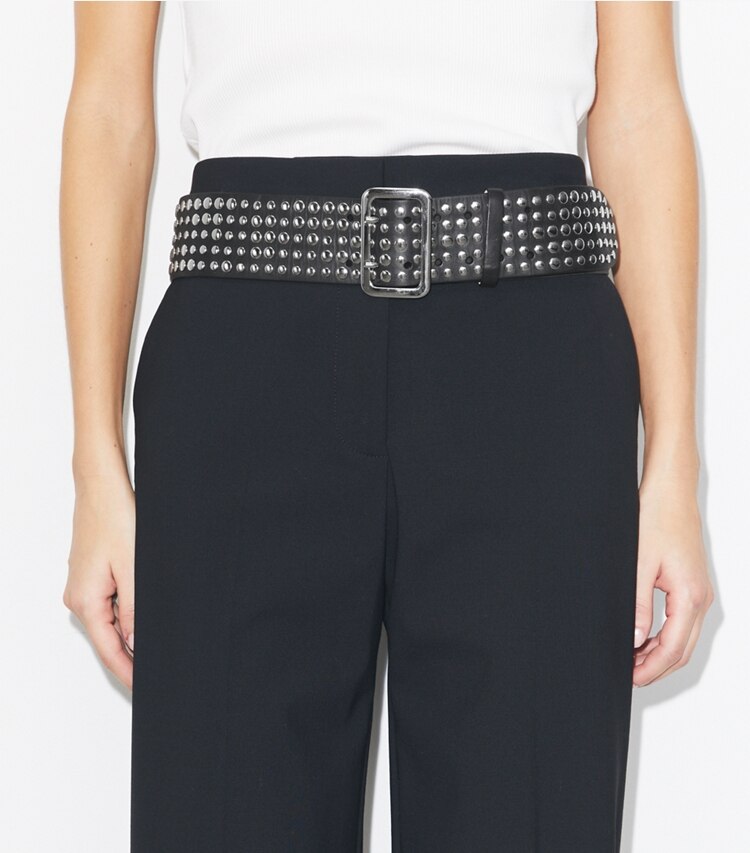 Tory Burch diseñador cinturones Cinturón con tachuelas de 2" en Black accesorio en modelo