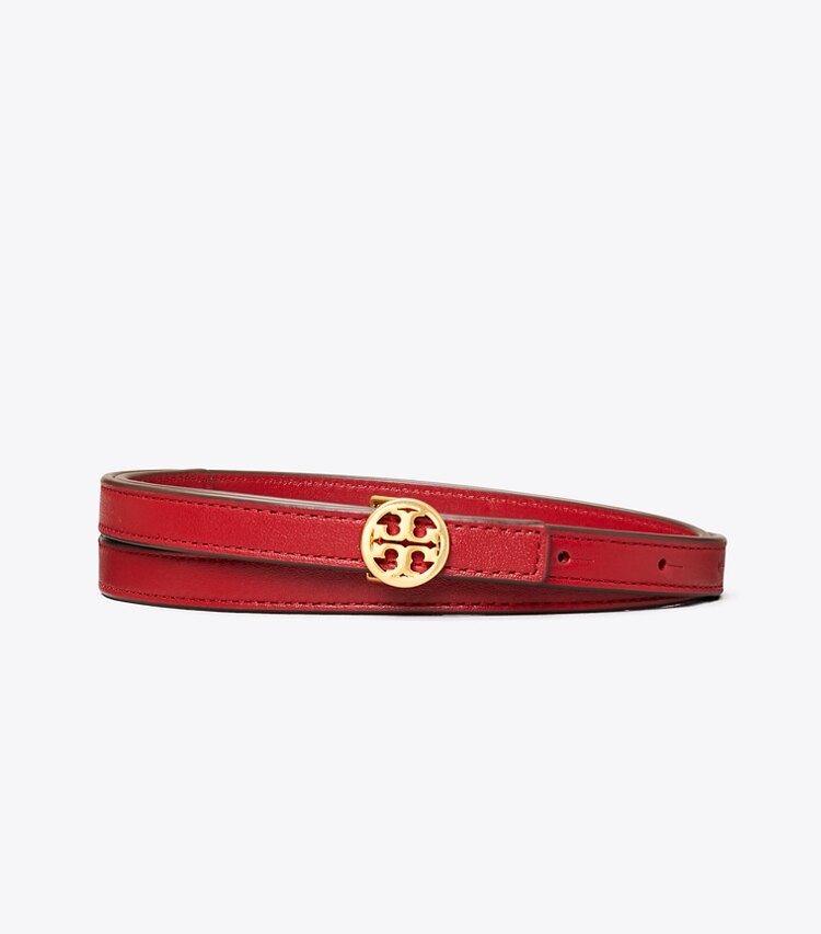 Tory Burch diseñador cinturones Cinturón fino con doble T en Redstone frontal