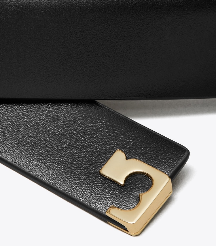 Tory Burch diseñador cinturones Cinturón Gigi en Black / GOLD detalle