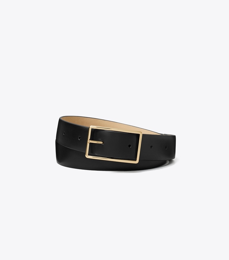 Tory Burch diseñador cinturones Cinturón Gigi en Black / GOLD frontal