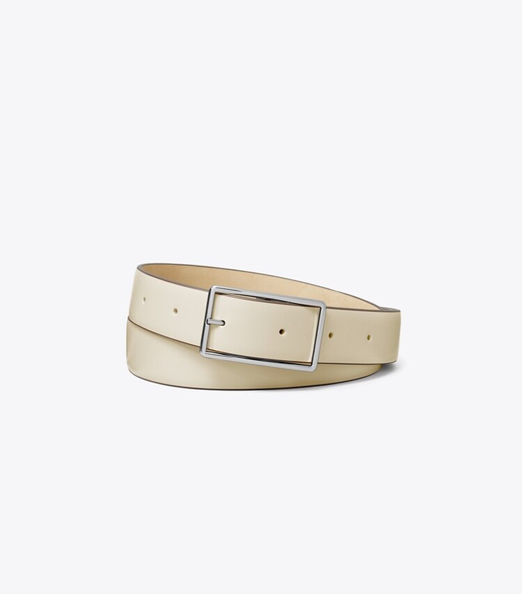 Tory Burch diseñador cinturones Cinturón Gigi en Warm White / Silver frente