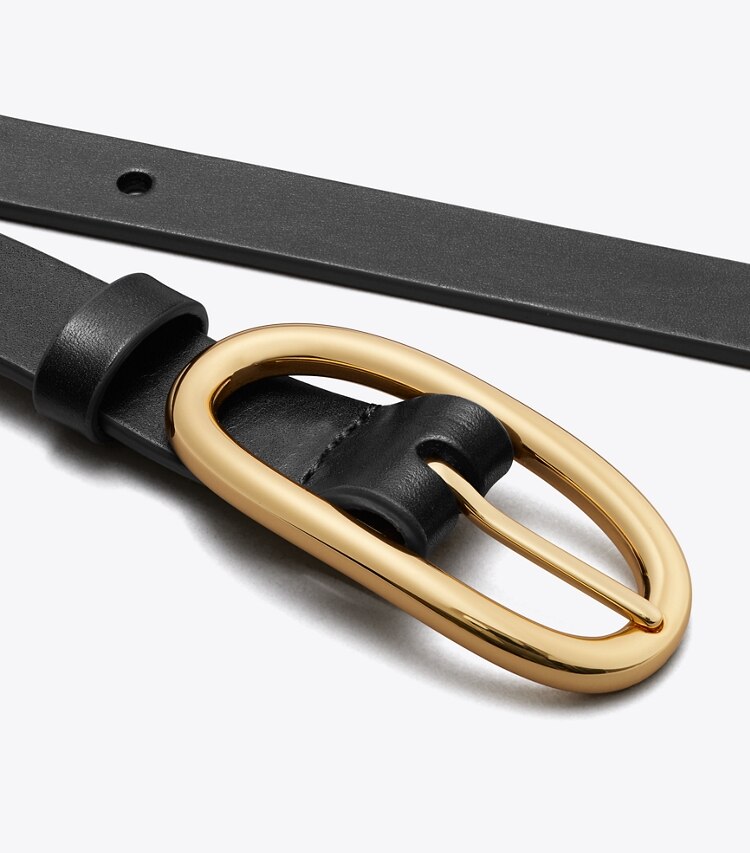 Tory Burch diseñador cinturones Cinturón grande con hebilla Pierced en BLACK/GOLD detalle