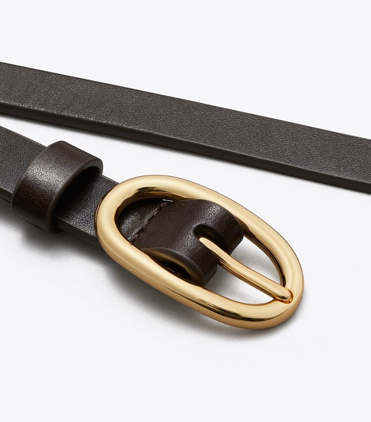 Tory Burch diseñador cinturones Cinturón mediano con hebilla Pierced en Amarena detalle