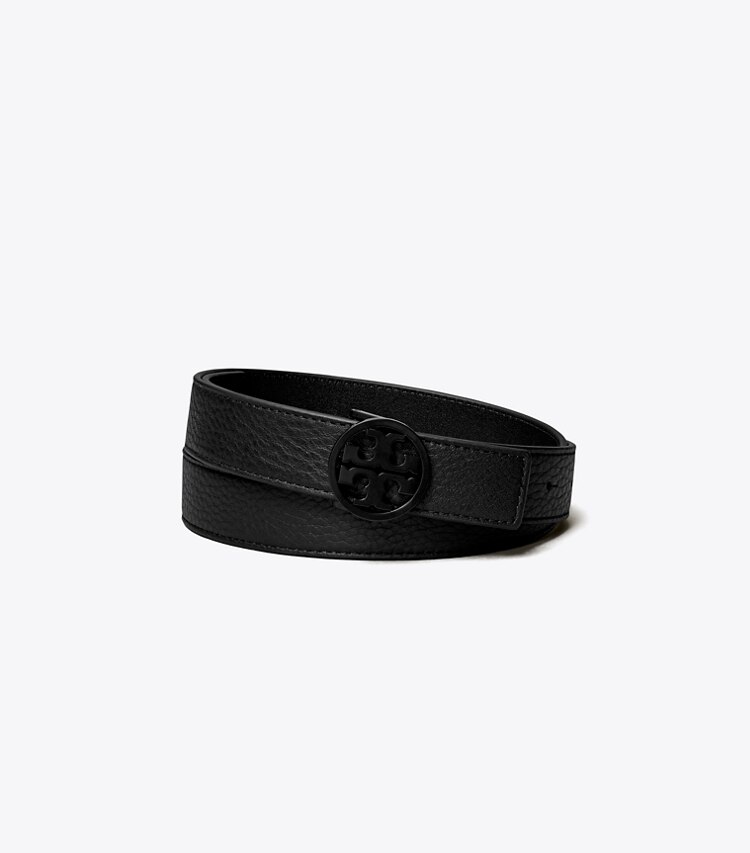 Tory Burch diseñador cinturones Cinturón Miller con recubrimiento en polvo de 2,5 cm en BLACK / BLACK / BLACK frontal
