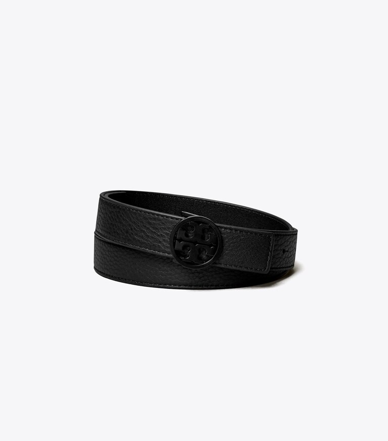 Tory Burch diseñador cinturones Cinturón Miller con recubrimiento en polvo de 2,5 cm en BLACK / BLACK / BLACK frontal