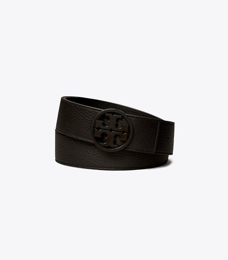 Tory Burch diseñador cinturones Cinturón Miller con revestimiento en polvo de 3,8 cm en BLACK / BLACK / BLACK frontal