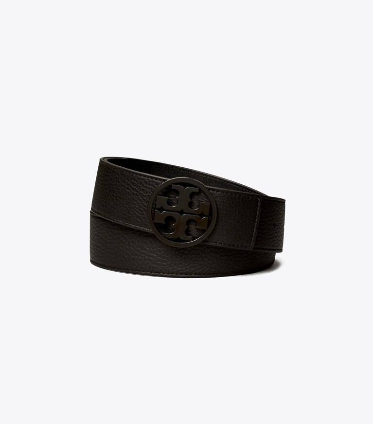 Tory Burch diseñador cinturones Cinturón Miller con revestimiento en polvo de 3,8 cm en BLACK / BLACK / BLACK frontal
