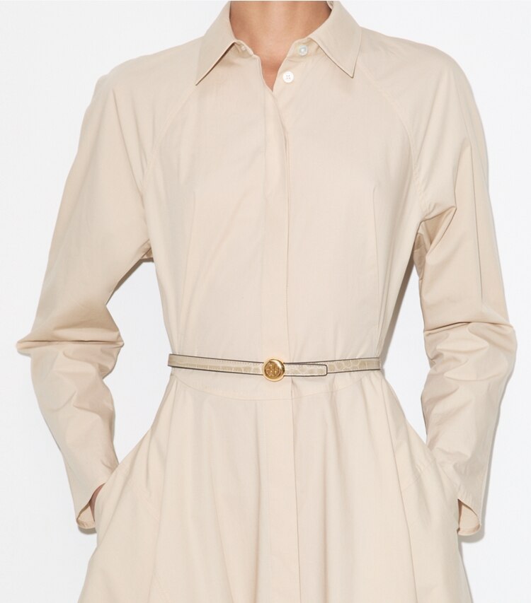 Tory Burch diseñador cinturones Cinturón reversible Romy en relieve con efecto cocodrilo en Light Hickory / Sweet Maple accesorio en el modelo