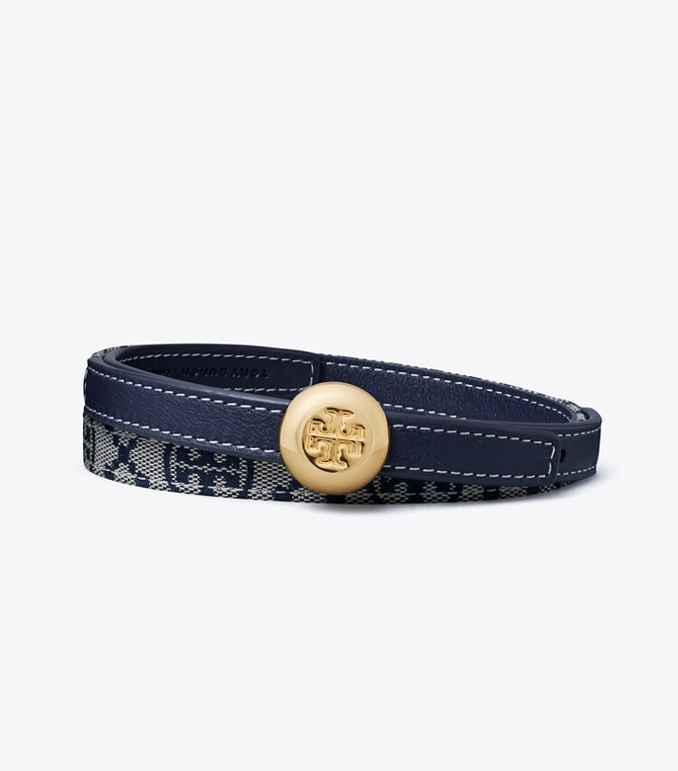 Tory Burch diseñador cinturones Cinturón reversible Romy en Tory Navy/Gold frente