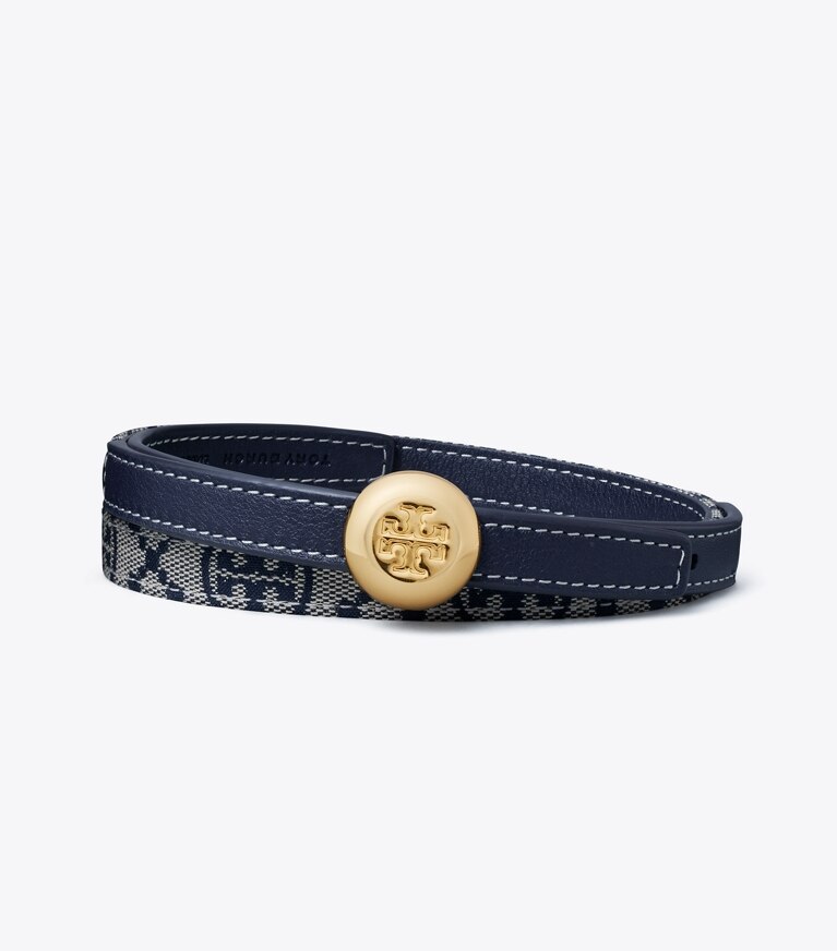 Tory Burch diseñador cinturones Cinturón reversible Romy en Tory Navy/Gold frente