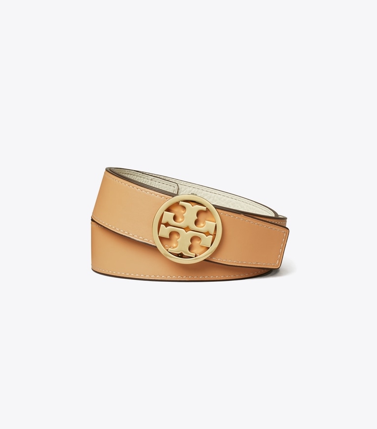 Tory Burch designer cinture Cintura Miller reversibile da 3,8 cm in New Ivory / NATURAL VACHETTA / Gold front