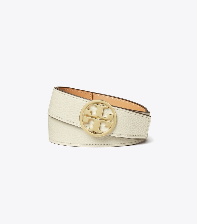 Tory Burch designer cinture Cintura Miller reversibile da 3,8 cm in New Ivory / NATURAL VACHETTA / Gold front