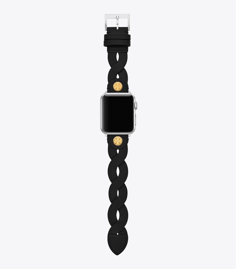 Tory Burch designer orologi tory track smart Cinturino intrecciato per Apple Watch® in BLACK front
