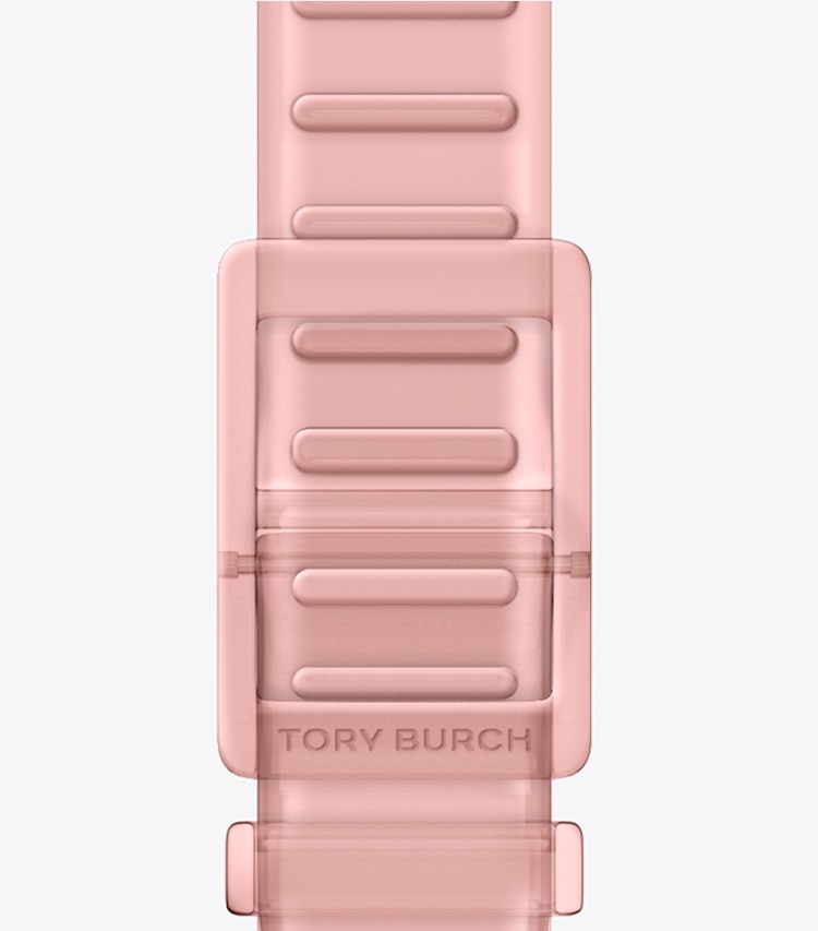 Tory Burch designer smart watch Cinturino Jelly con T Singola per Apple Watch® in LIGHT PINK indietro