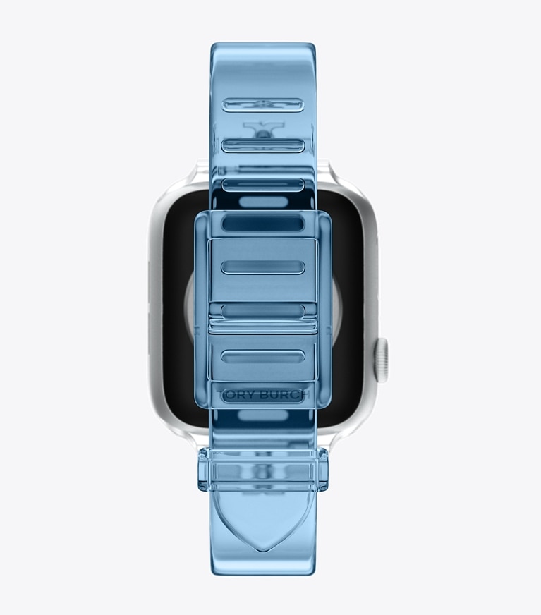 Tory Burch designer smart watch Cinturino Jelly con T Singola per Apple Watch® in LIGHT BLUE packable reversible
