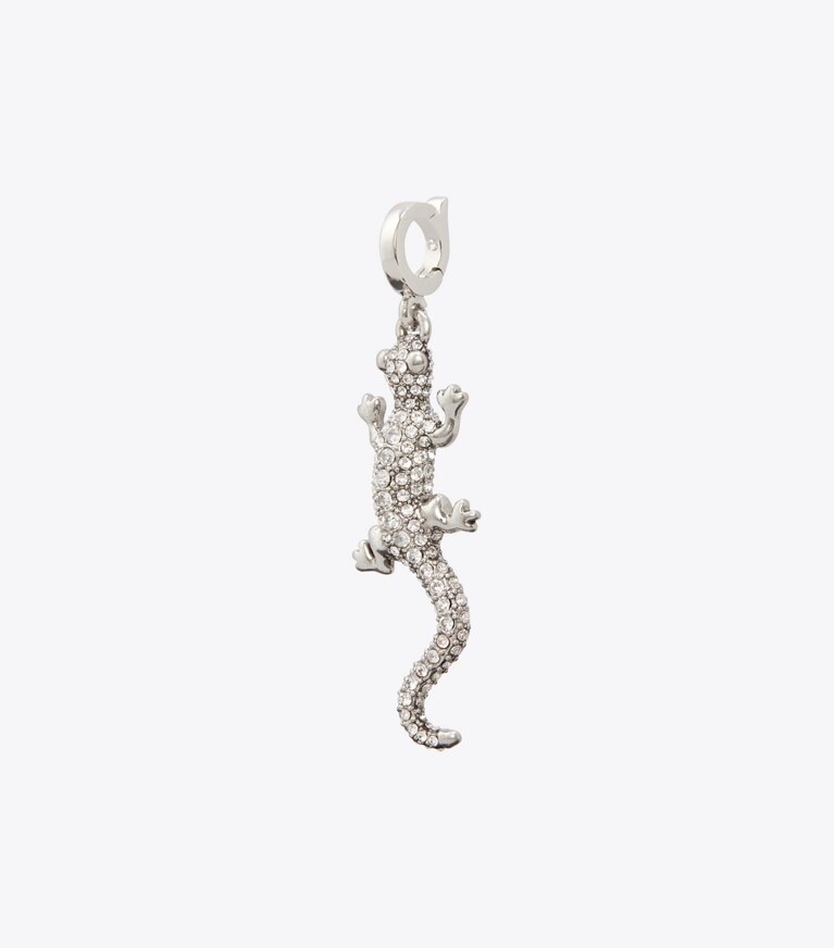 Tory Burch designer forcina Ciondolo a salamandra Curiosity in Antique Silver / Crystal front