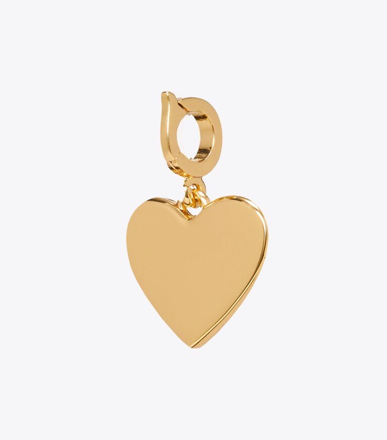Tory Burch designer forcina Ciondolo Curiosity a cuore in Light Brass front