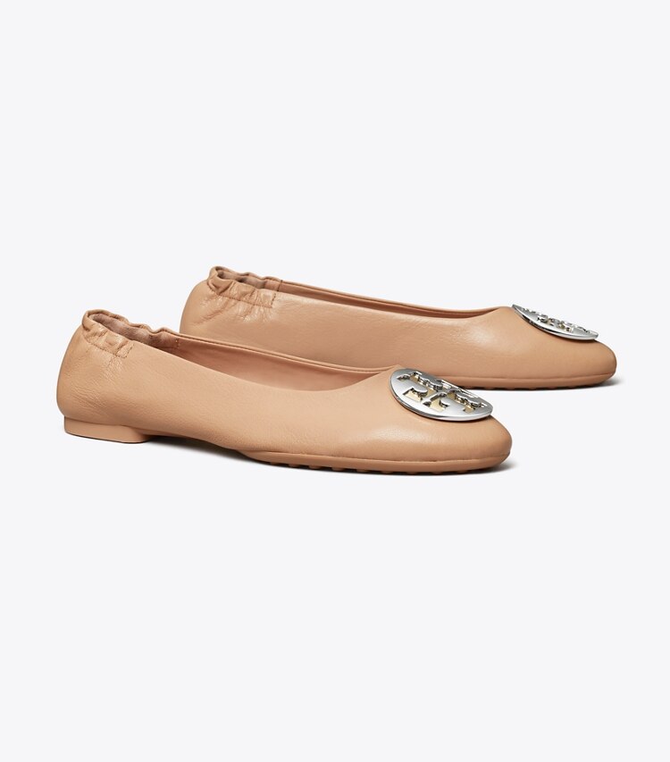 Tory Burch designer loafers Claire Ballerina in LIGHT SAND angle
