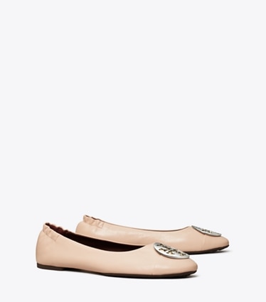 Tory Burch designer loafers Claire Ballerina mit Zehenkappe in ROSE PINK / GOLD / SILVER angle