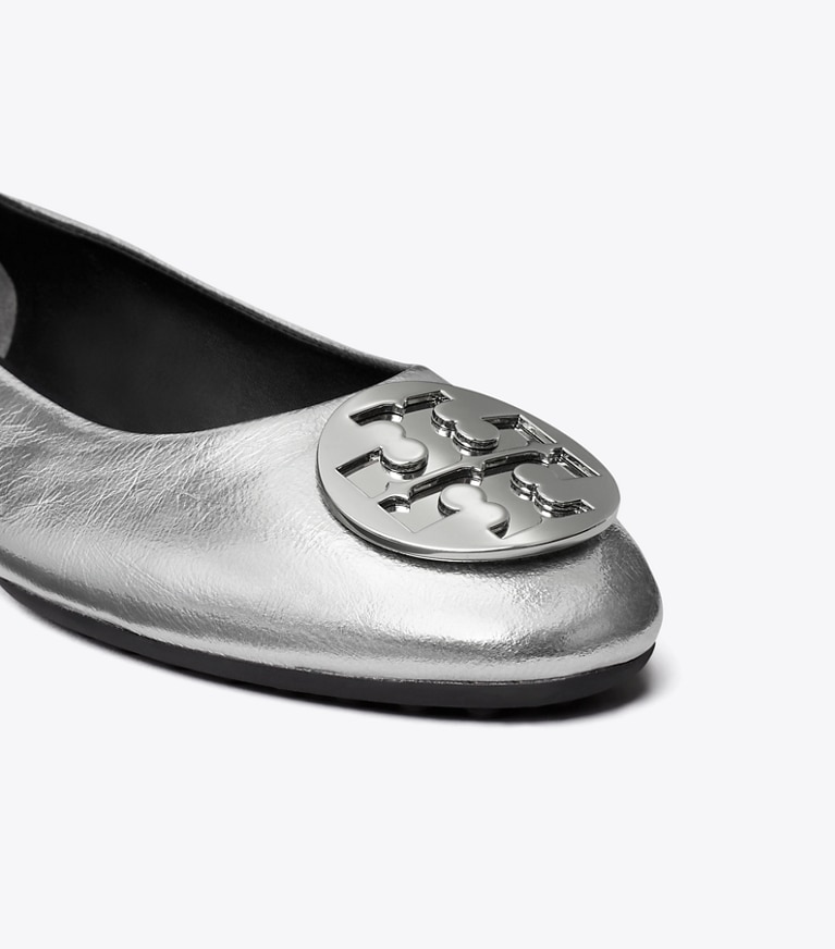 Tory Burch designer flats Claire Ballet in Silver angle
