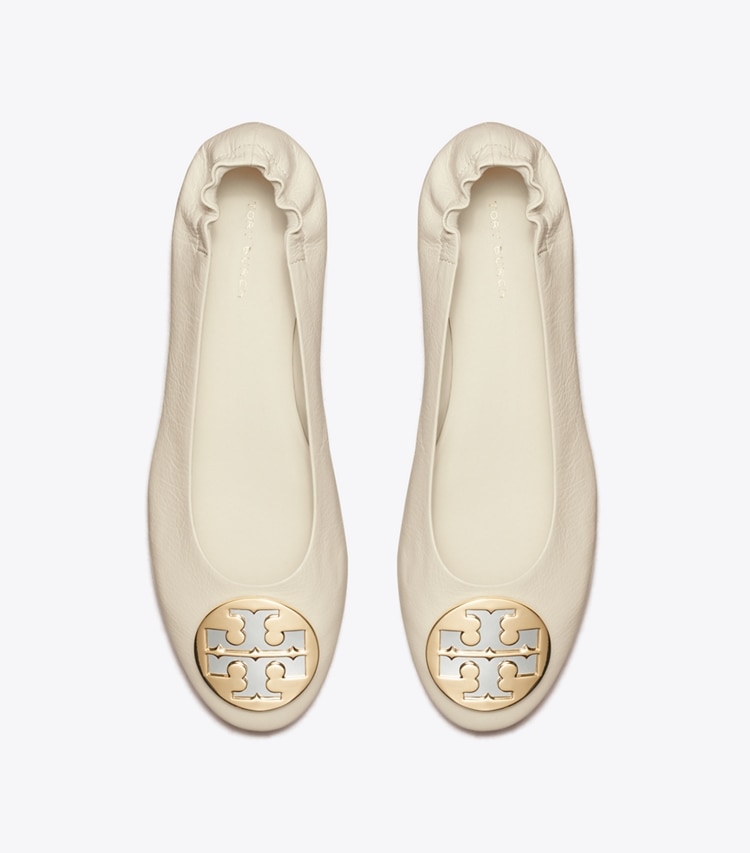 Tory Burch designer flats Claire Ballet in NEW IVORY overhead