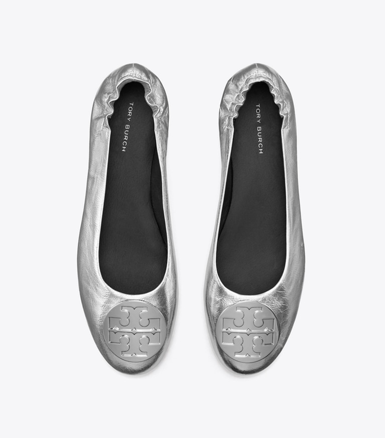 Tory Burch designer flats Claire Ballet in Silver angle