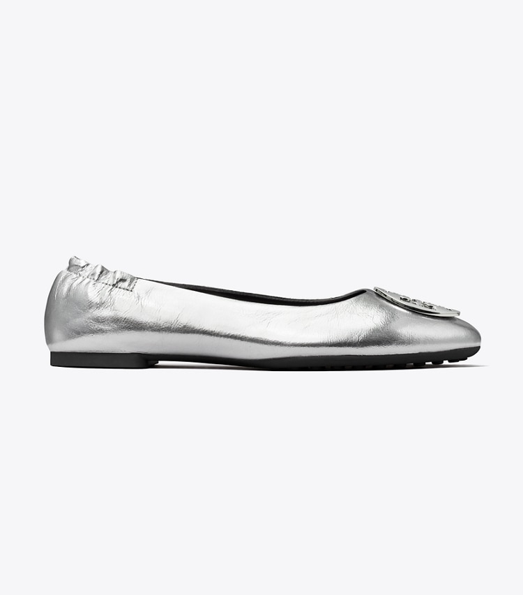 Tory Burch designer flats Claire Ballet in Silver side