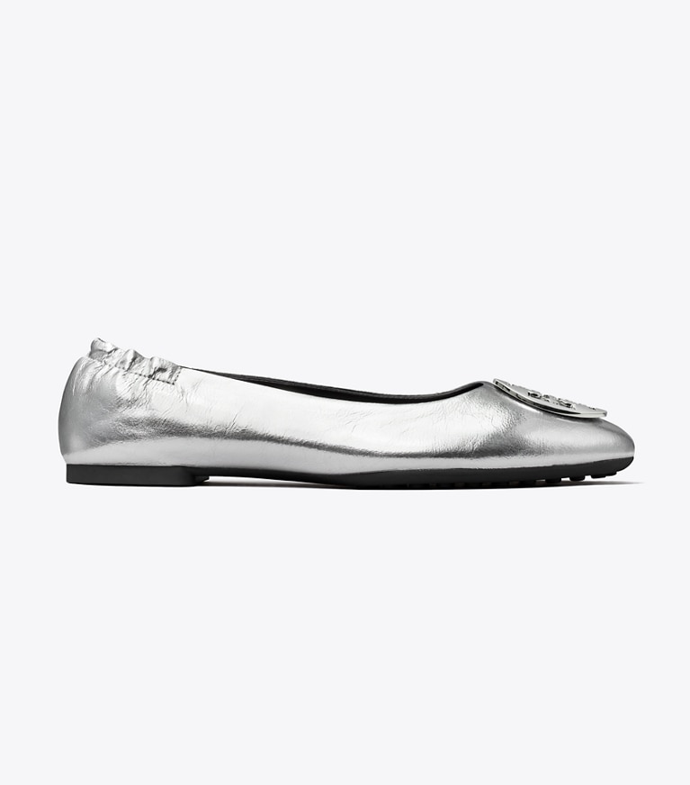 Tory Burch designer flats Claire Ballet in Silver angle