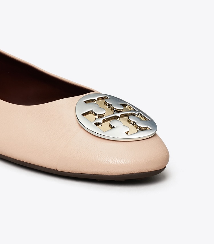 Tory Burch designer flats Claire Cap-Toe Ballet in ROSE PINK / GOLD / SILVER detail
