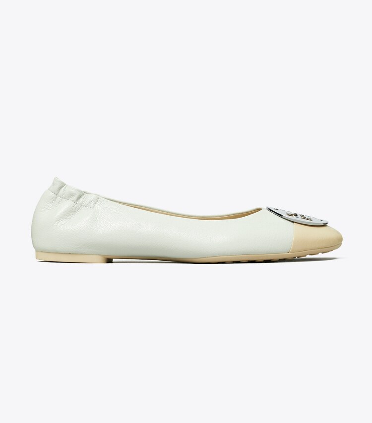 Tory Burch designer フラット クレア キャップトゥ バレエ in FEATHER GRAY / TORTORA side