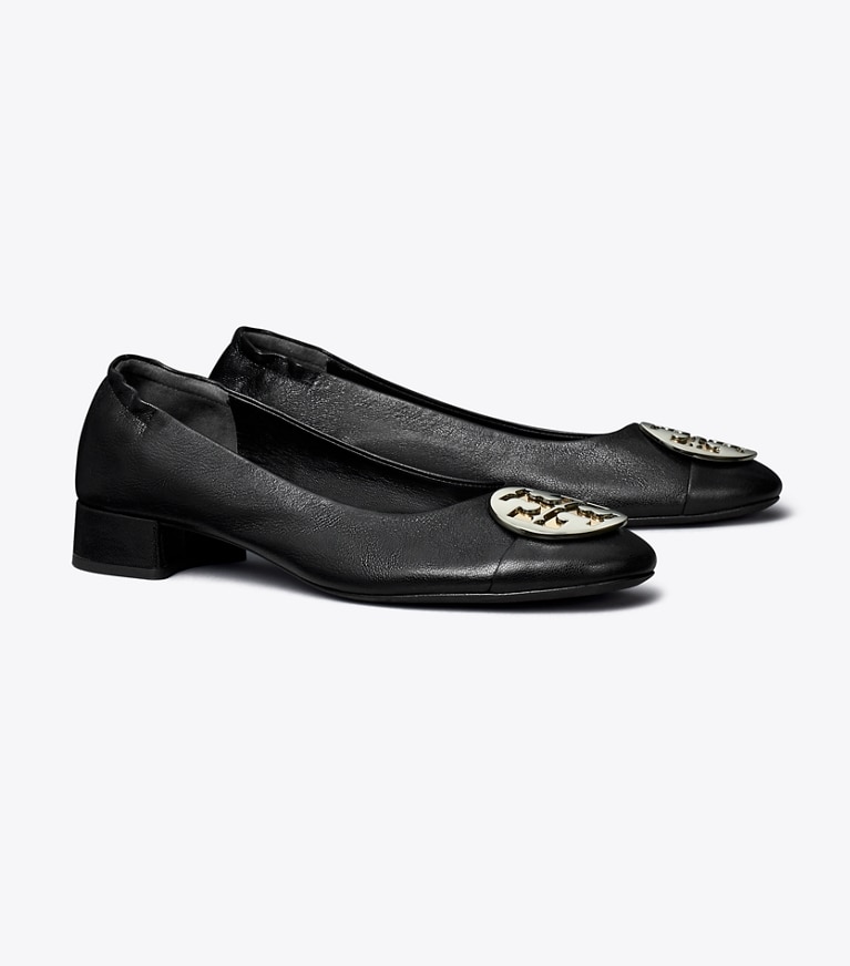 Black flats with gold hot sale heel