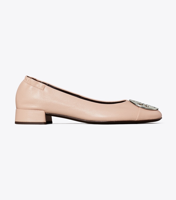Tory Burch designer flats Claire Cap-Toe Heel Ballet in SHELL PINK / GOLD / SILVER side