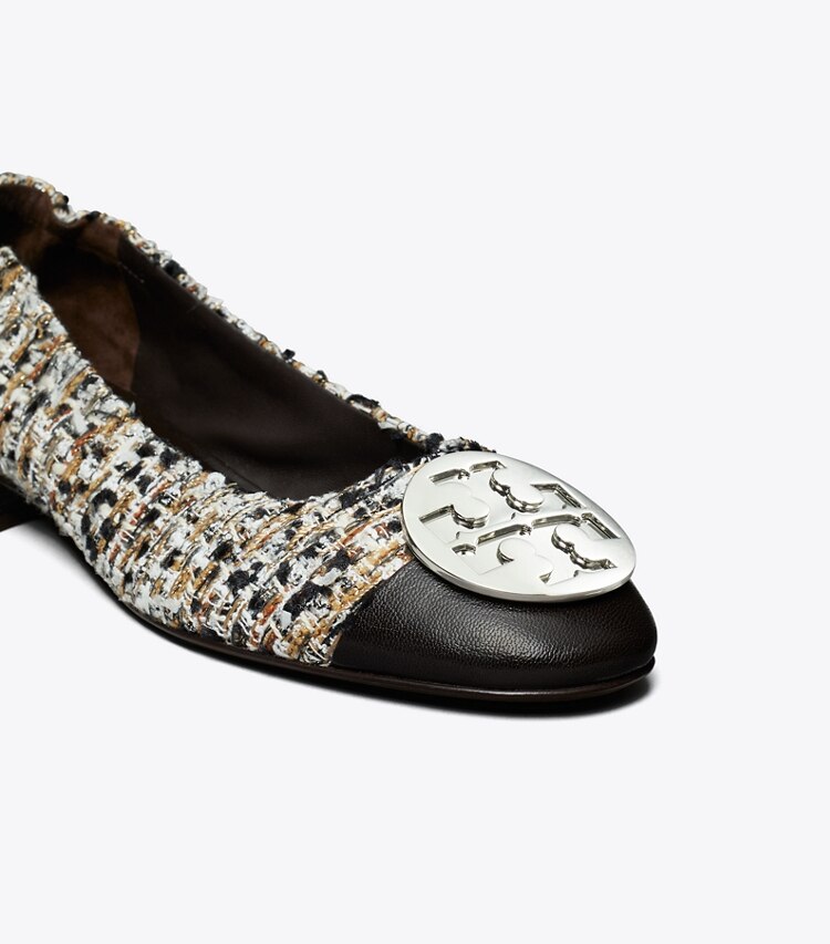 Tory Burch designer フラット クレア ヒールバレエ ワイド in GRANOLA TWEED / JOHN COCO ディテール