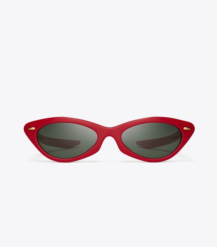 Tory Burch designer sunglasses & eyewear Claire McCardell Cat-Eye Sunglasses in TORY RED front