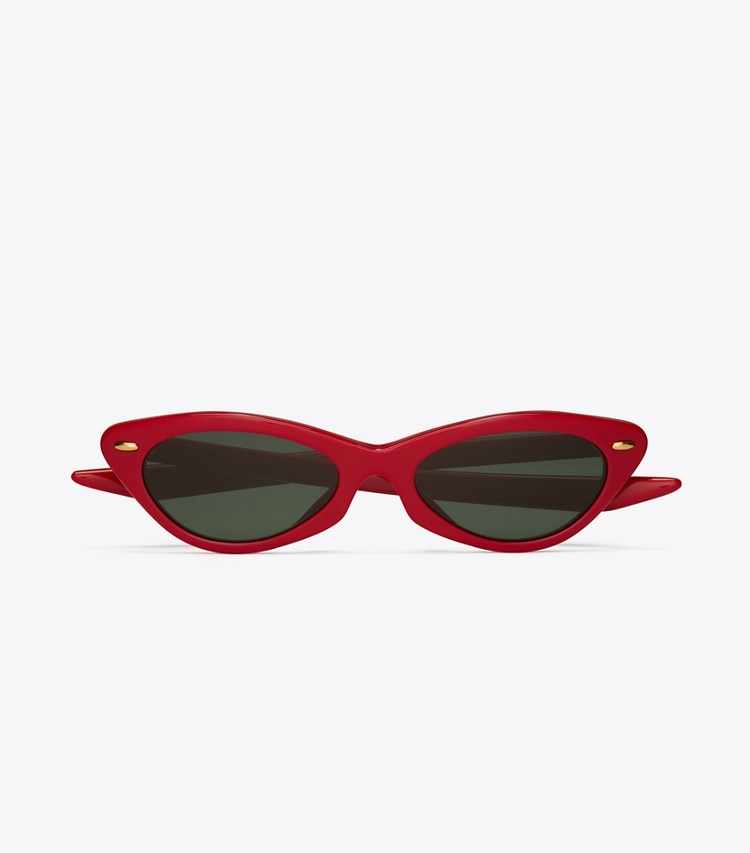 Tory Burch designer sunglasses & eyewear Claire McCardell Cat-Eye Sunglasses in TORY RED overhead