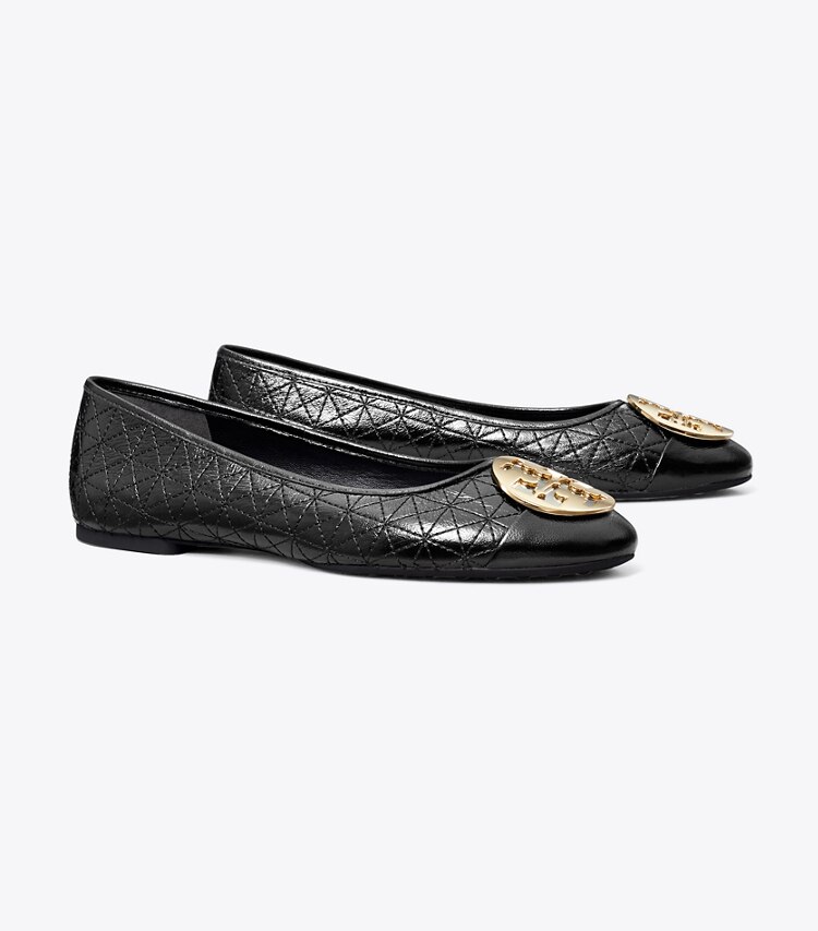 Tory Burch designer flats Claire Quilted Ballet in PERFECT BLACK angle