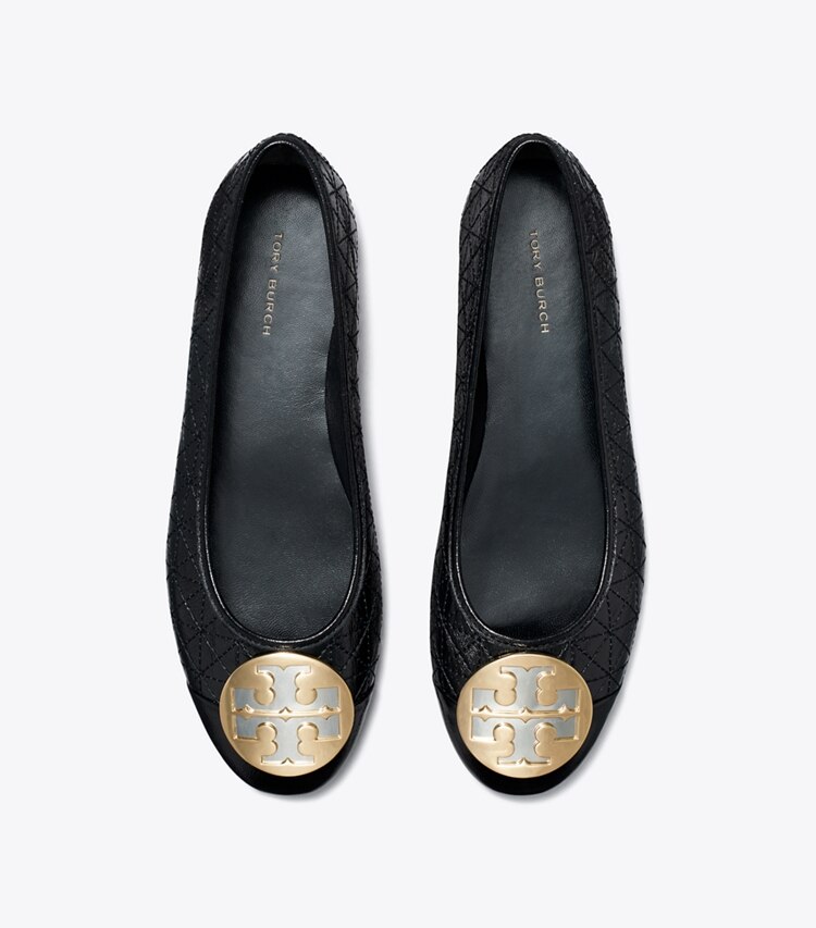 Tory Burch designer flats Claire Quilted Ballet in PERFECT BLACK overhead