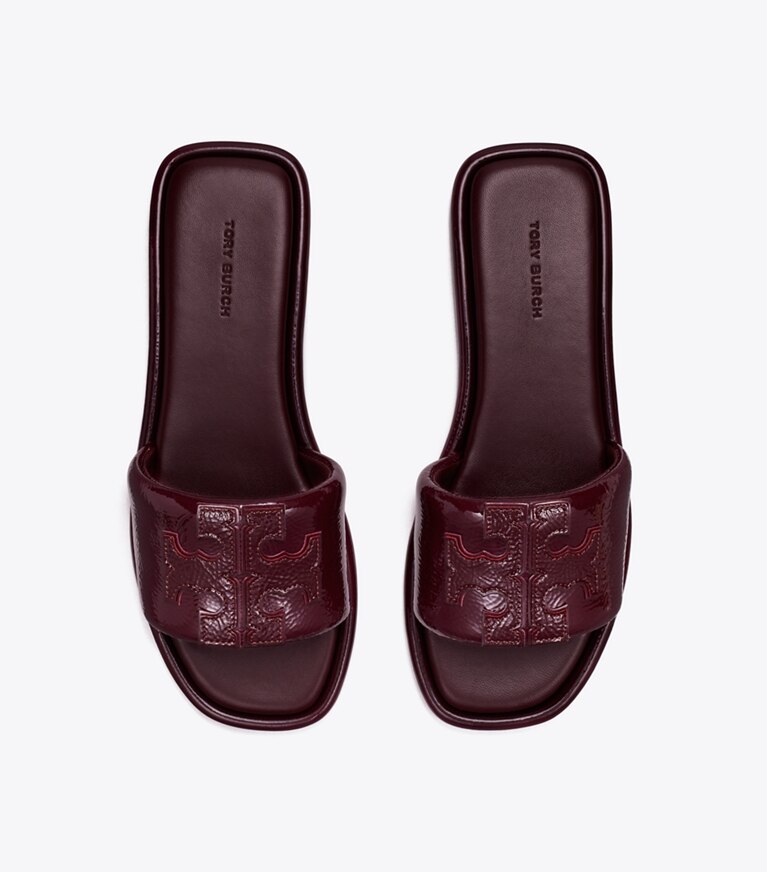 Tory Burch designer sandales Claquettes à Double T in DARK CARMINE dessus