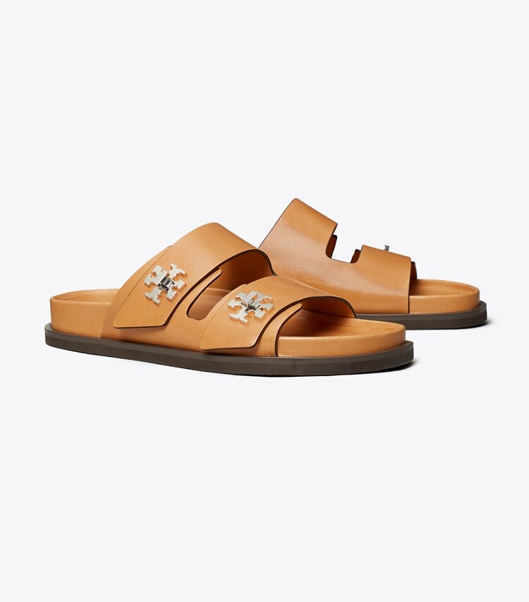 Tory Burch designer sandales Claquettes à fermoir tourniquet in CAMELLO angle