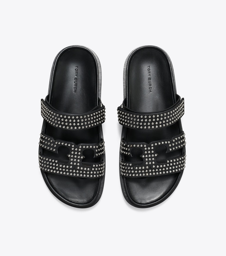 Tory Burch designer sandales Claquettes cloutées Ines in PERFECT BLACK angle