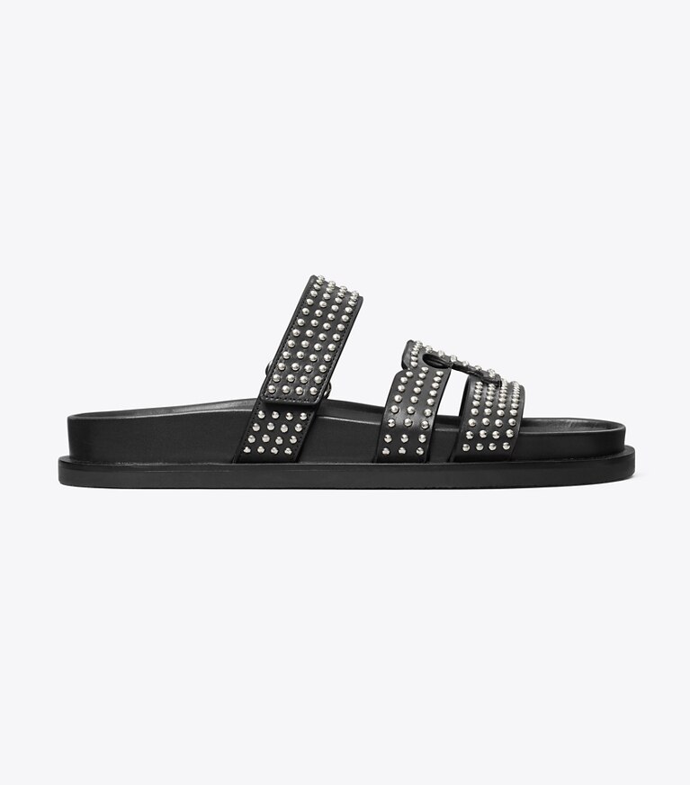 Tory Burch designer sandales Claquettes cloutées Ines in PERFECT BLACK angle