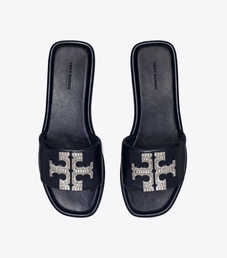Tory Burch designer sandales Claquettes Deco Double T in NEW NAVY angle