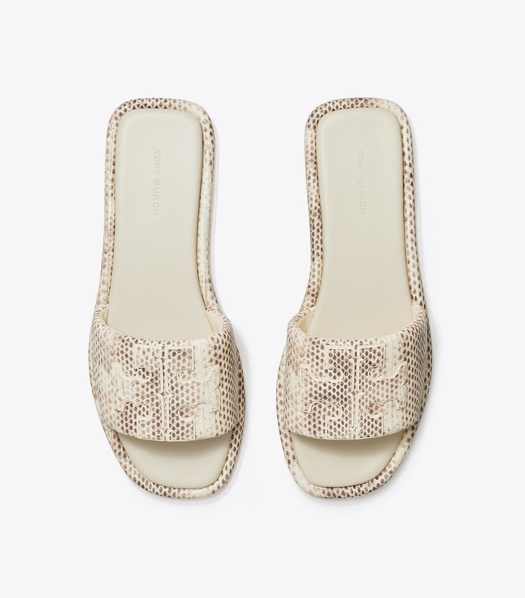Tory Burch designer sandales Claquettes Double T dans SMOKE ROCCIA vue du dessus
