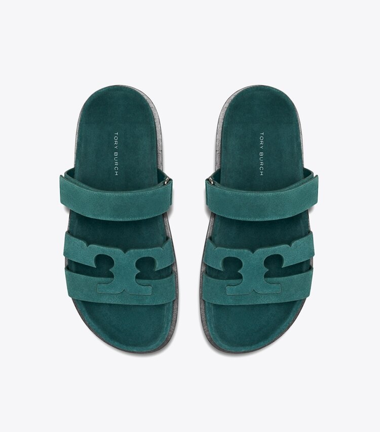 Tory Burch designer sandales Claquettes Ines in CEDAR GREEN dessus