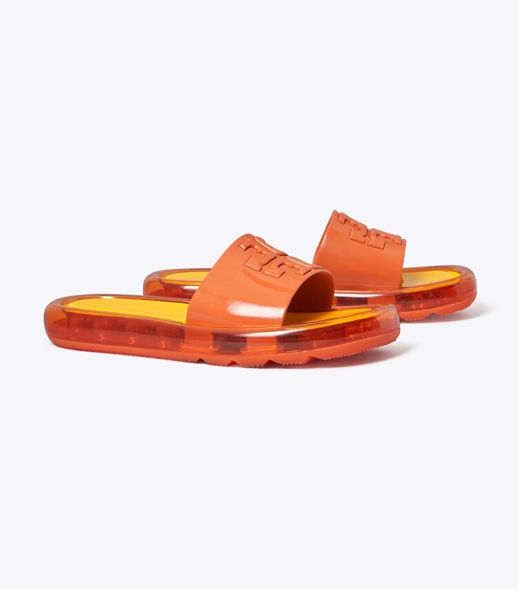 Tory Burch designer sandales Claquettes Jelly Bubble in Chipotle Spice / Golden Bright angle