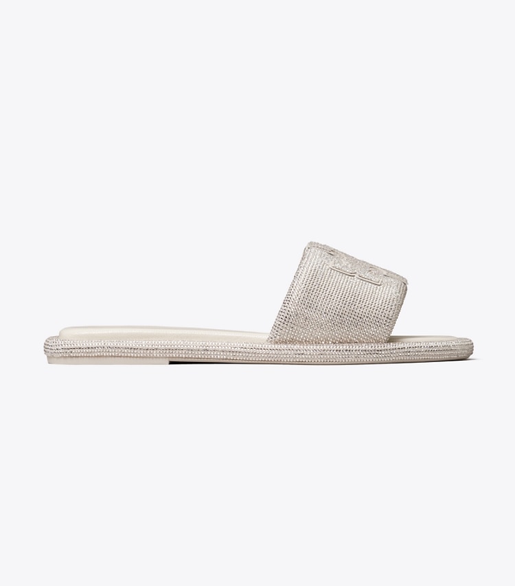 Tory Burch designer sandales Claquettes Pavé Double T dans PEARL de côté